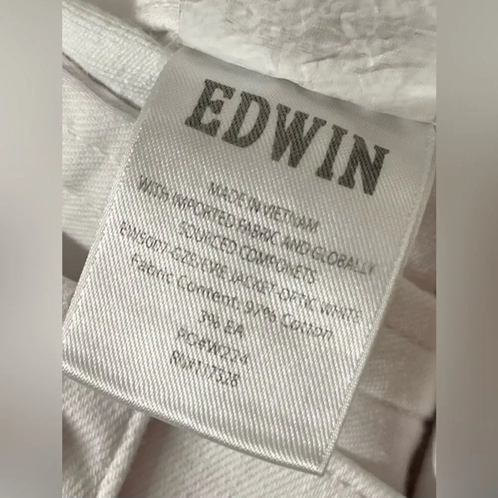 Anthropologie‎ Edwin Evie Optic White Jean Jacket Silver Hardware NWT Small - Picture 8 of 12